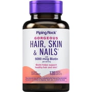 Hair Skin and Nails Vitamins | 120 Coated Caplets | With Biotin and Collagen | by Piping Rock