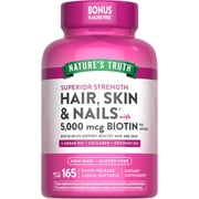 Hair, Skin & Nails Vitamins | 5000 mcg Biotin | 165 Softgels | with Collagen | by Nature's Truth