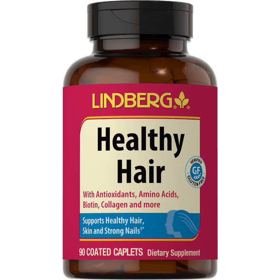 Hair Skin and Nails Vitamins | 90 Caplets | with Biotin and Collagen | Non-GMO, Gluten Free | by Lindberg
