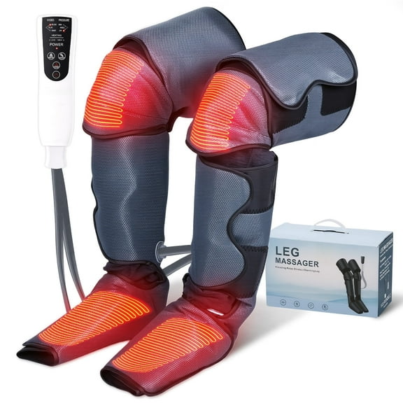 Leg Massager with Heat & Air Compression, Full Leg & Foot Massage for Swelling, Circulation, Muscle Relief, Adjustable Size, Gift for Women & Men