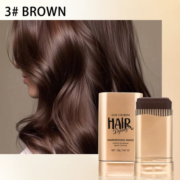 Hair Stick, Root Touch-Up Temporary Concealing Powder, Gray Hair Coverage Hair Color Stick, Cover Roots and Define Eyebrows, Smudge-proof Gray Coverage for Hairline Temples