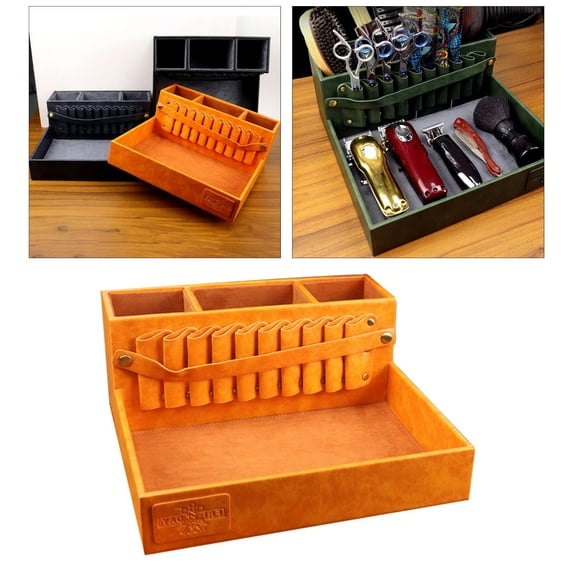 Hair Storage Box Organizer Large Capacity Barber Cutting Combs Hair Tool Box Storage - Orange