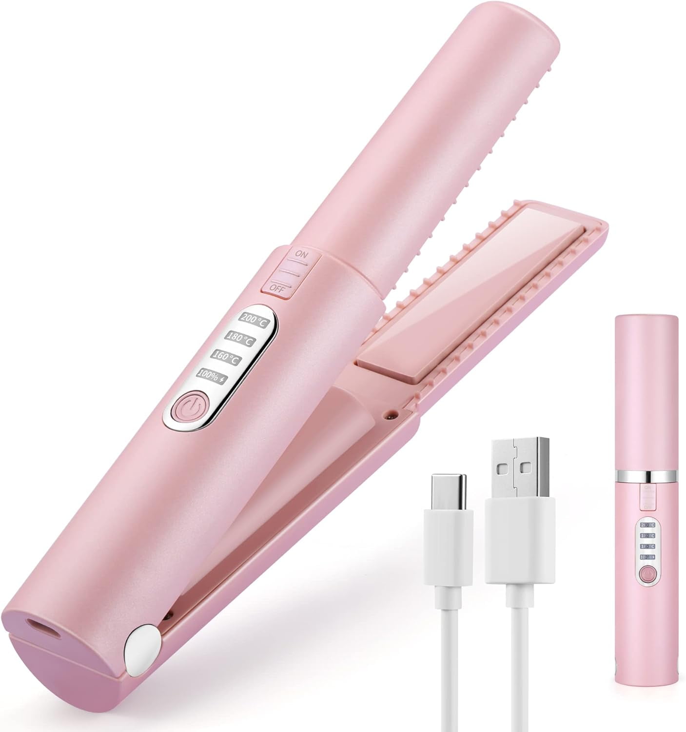Fostbeen 2023 Cordless Hair Straightener, Portable Mini Flat Iron, USBC Rechargeable