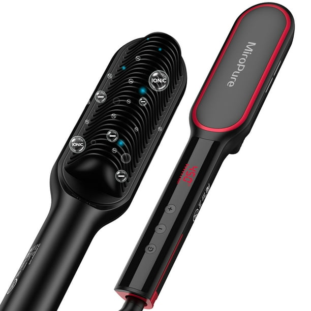 Hair Straightener Brush Cordless Hair Straightener Portable Hot Comb for Travel Negative Ion Straightening Iron with Built in Comb 13 Temps 30s