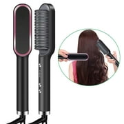 Hair Straightener Brush, Hair Straightening Iron Built with Comb, 25s Fast Heating & 5 Temp Settings & Anti-Scald, for Professional Salon at Home