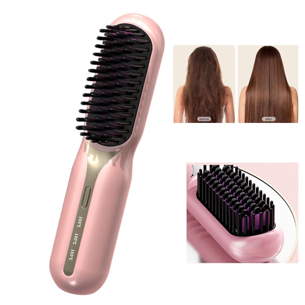 Hair Straightener Brush, Hair Straightening Iron with Built-in