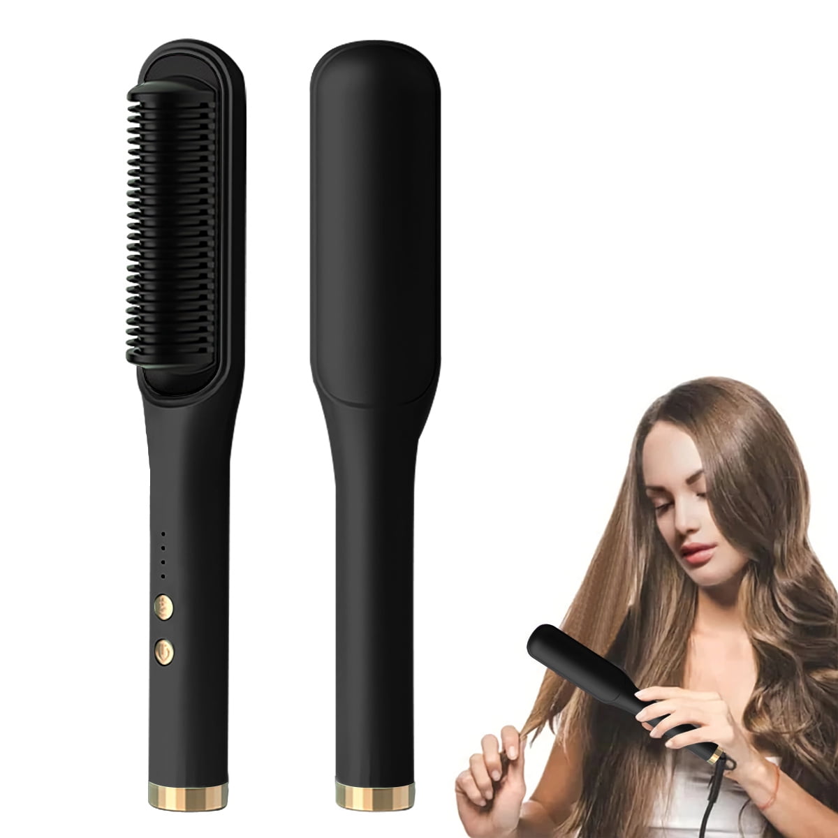 TYMO RING Hair Straightener Brush Black – Hair Straightening Iron with  Built-in Comb, 20s Fast Heating & 5 Temp Settings & Anti-Scald
