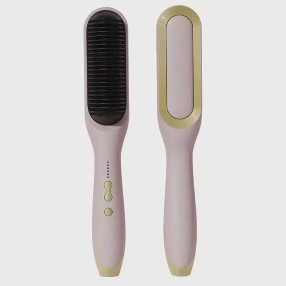 Hair Straightener Brush-Ionic Hair Brush Straightener for Women with 5 Temp Settings,Fast Heating & Dual Voltage Hair Straightening Comb,Anti-Scald & Auto-Shut Off (Pink)