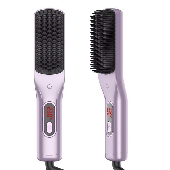Hair Straightener Brush for Women and Men, Professional Ionic Hot Comb with Ceramic Heating, Anti-Scald Design for Fast, Frizz-Free Styling, Also works as a Beard Straightener