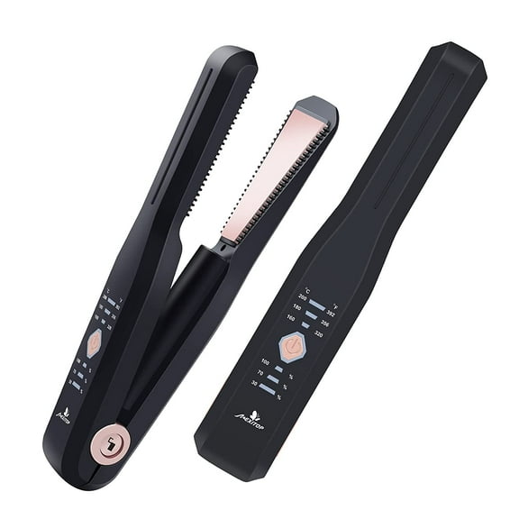 Hair Straightener and Curler 2 In 1 - USB Rechargeable Multi-Styler Twist Ceramic Flat Iron, Mini Portable Hair Modeling Tool , 3 Levels Adjustable Temps