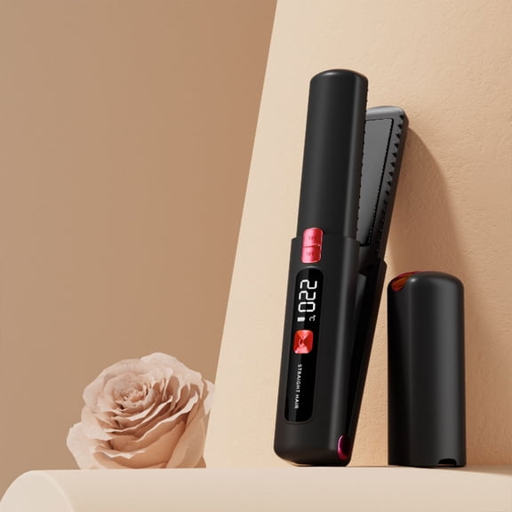 Hair Straightener Flat Iron and Curler 2 in 1 Rechargeable Wireless Hair Straightener Flat Iron Digital Temperature Control Portable Cordless Styling Tool Fast Heat Up for Less Frizz, Shinier