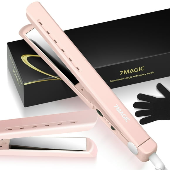 Hair Straightener Flat Iron, Professional Ceramic Titanium Straightener for Less Frizz,Shinier & Smoother Hair,  15s Fast Heating Straightening Iron, 2 in 1 Hair Styling Tools, Pink