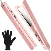 7MAGIC Hair Straightener Flat Iron, 1" Nano Titanium Straightener for All Hair Types, 15s MCH Fast Heating Straightening Iron, 2 in 1 Hair Styling Tools, Pink