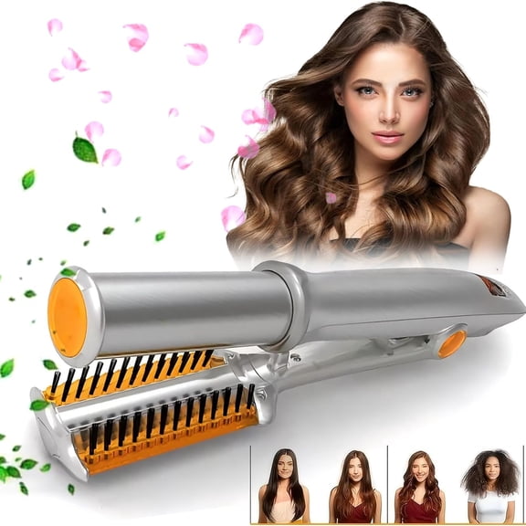 Hair Straightener and Curler 2 in 1 for Hair Styling, Auto-Off Function, with 3 Adjustable Levels, Rotating Roller Curling Wand