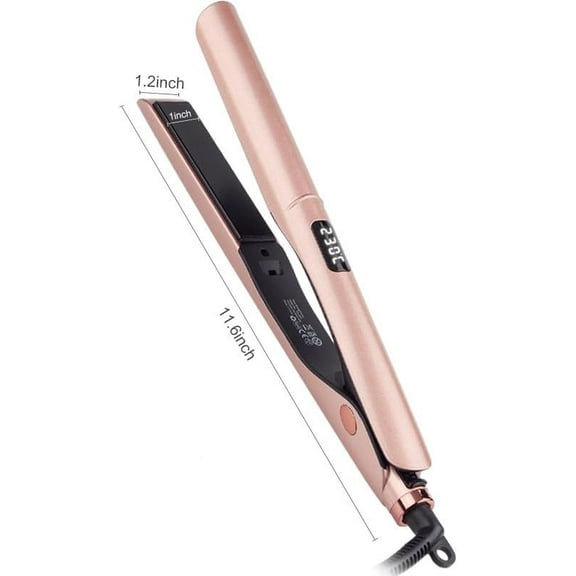 Hair Straighteners Curls and Straighteners 2 in 1 Travel Hair Straightener and Curling Iron Ceramic Waves Small Curls Hair Straightener with LCD Display for Long Short Hair Styling Devices