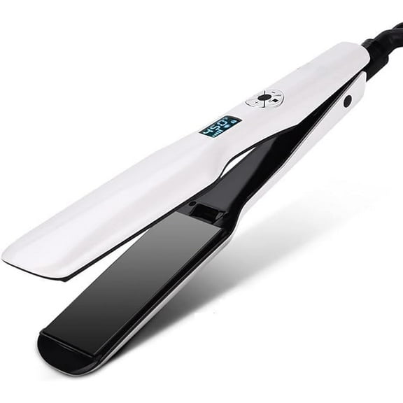 Hair Straighteners Wide Plates, Tourmaline Ceramics Professional 1.8 inch Flat Iron with LCD Display 12 Speed Temperature Control, Dual Voltage PTC Fast Heating Straighter