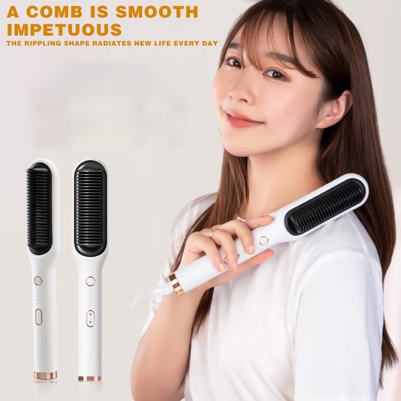 Hair Straightening Comb-Hair Straightening Brush And Iron With Coating For Uniform Heating LED Screen Styling Tool LED Temperature Display Ideal Gift for Mom Wife Sisters 10.6 × 1.8 in