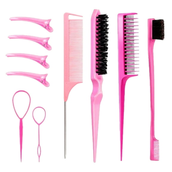 Hair Styling Comb Set Teasing Hair Brush Tail Combs Brush Hair Tail Tools Braid Tool Loop with Hair Clips