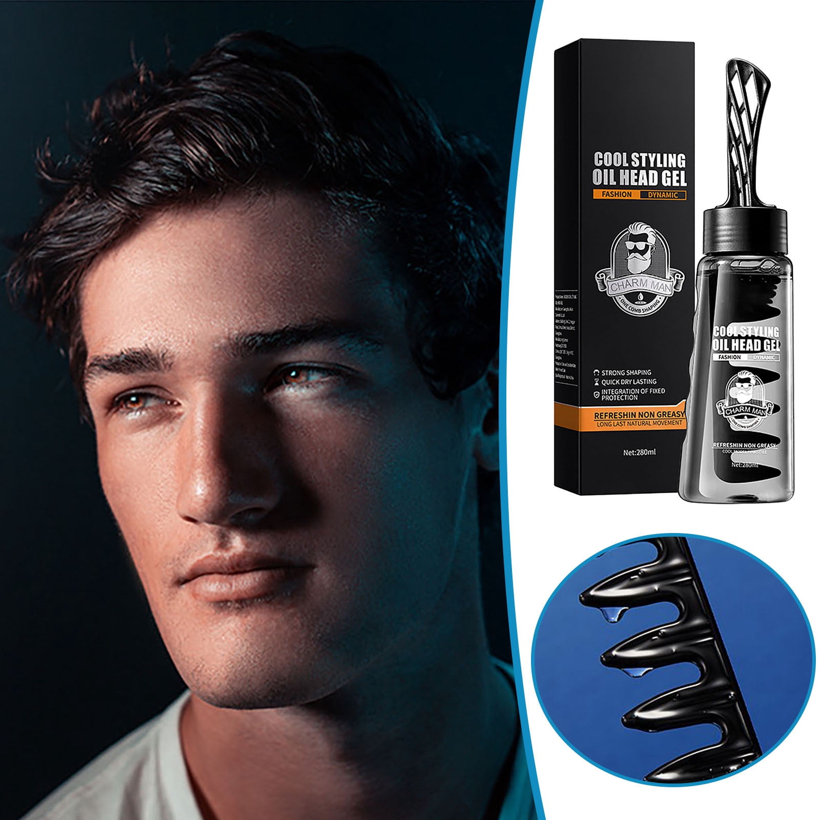 Hair Styling Gel 2 In 1 Wax Gel With Comb Men'S Grooming Gel