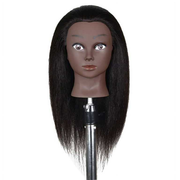 Hair Styling Practice Doll Afro Training Mannequin Head with Clamp, Real  Human Hair, Thick, Can Perm, Bleach, Cut And Blow - 16in 