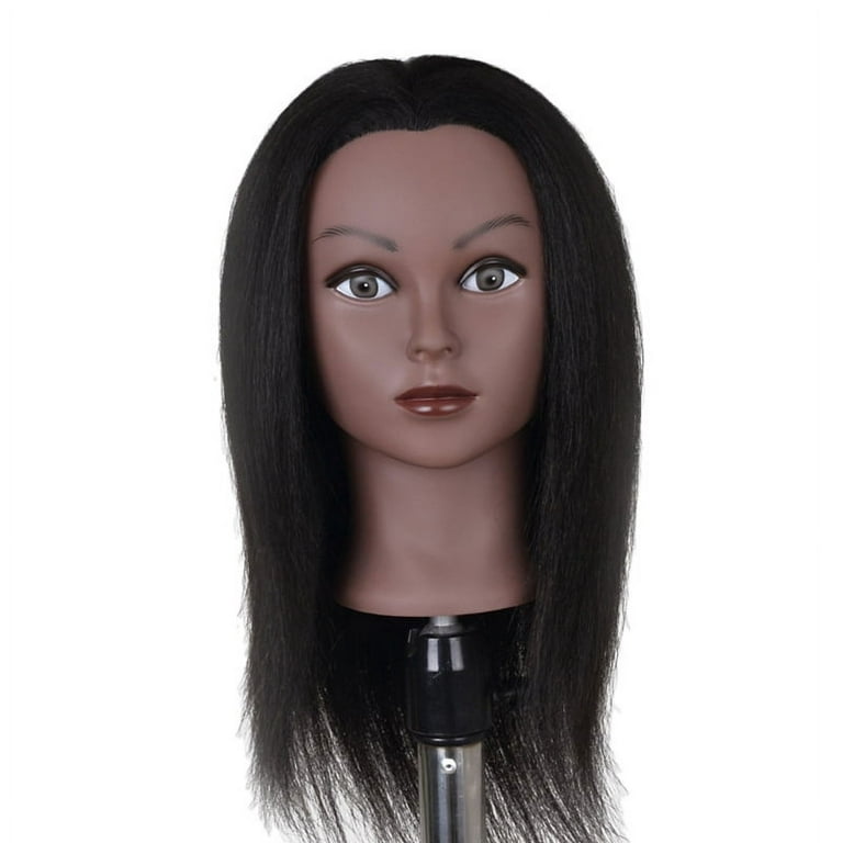 Hair Styling Practice Doll Afro Training Mannequin Head with Clamp, Real ,  Thick, Can Perm, Bleach, Cut And Blow - 14in 