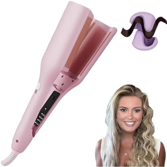 Hair Styling Tool with Negative Ionic Technology, 3D Curling Iron,32mm Curling, Create Frizz-Free French Curls Effortlessly Curling Irons for Travel & Home (Pink)