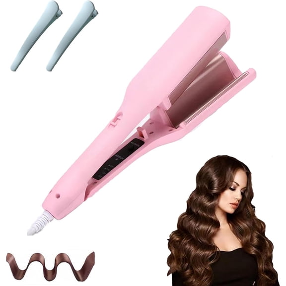 Hair Styling Tool with Negative Ionic Technology, 4 Gears Double-Sided Heating French Curls Iron, Adjustable Temperatures for Quickly Creating Smooth Waves Lasting (2PCS,Mix)