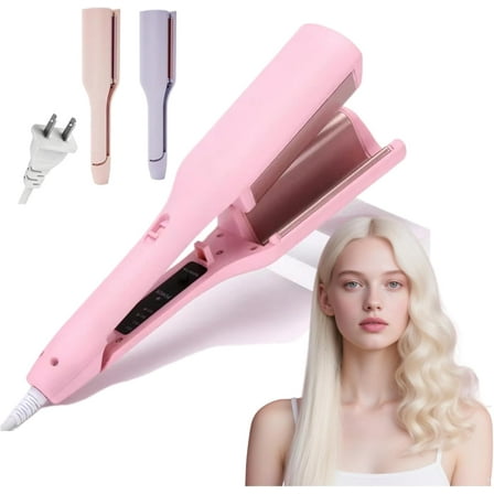 Hair Styling Tool with Negative Ionic Technology, French Curls Iron, Anti-Scald Hairs Waver for Frizz-Free Bouncy Waves, Hair Crimper for All Hairs Types Women