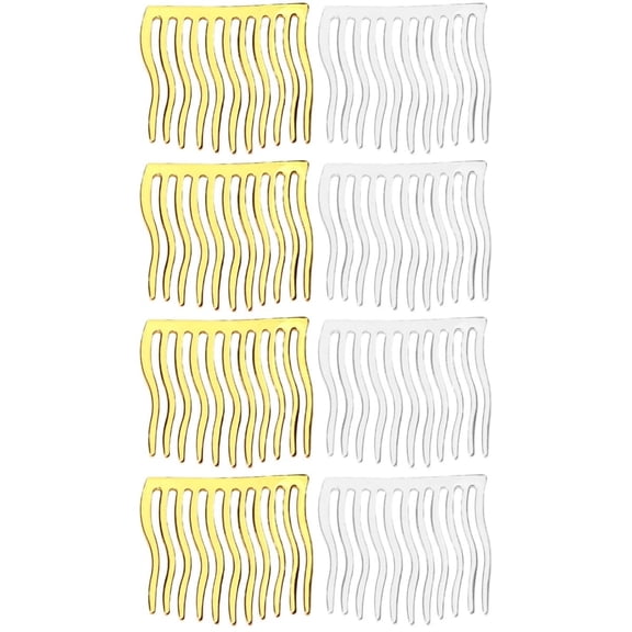 Hair Styling Tools 8 pcs Gold Flexible Metal Wide Clip Teeth Girls Decorative Accessories Tooth Combs Fine Comb Wedding for Bridal Small Veil Hair Side French Clips Women Womens Hair Clips