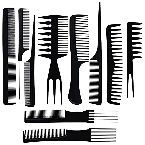 Hair Stylist Comb Set,10 Pack Hair Stylist Styling Comb Set Multifunctional Hair Cutting Comb Variety Set Black