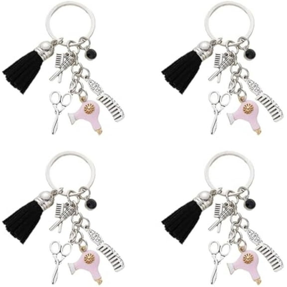 Hair Stylist Gift Keychain,Chartming/Charmings Hairstylist Keyring with Comb Scissors Charm Keychain