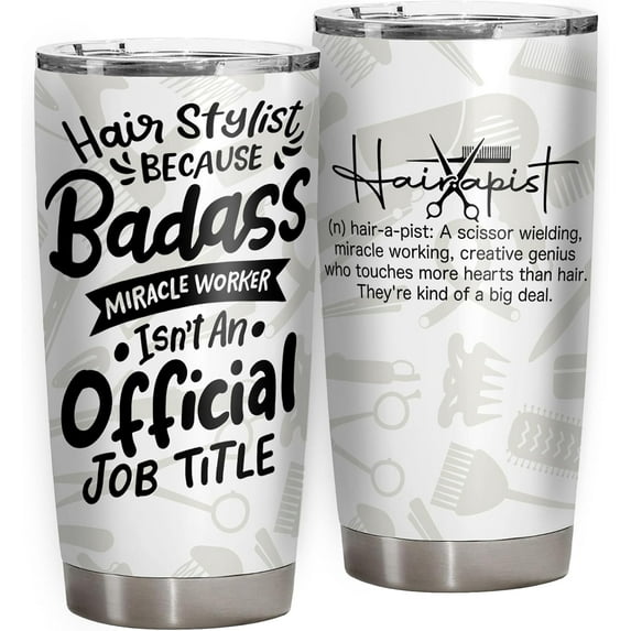 Hair Stylist Gifts Tumbler 20oz With Lid and Straw, Vacuum Insulated Coffee Cup for Hairdresser Graduation Gifts