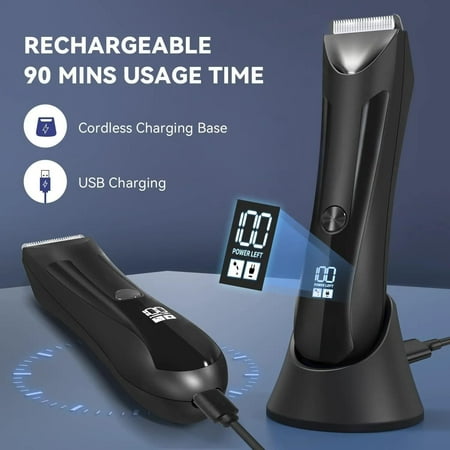 Hair TIFOR for Men, Electric Body Hair Trimmer Shaver Waterproof Groin for Men Ball USB Recharge Dock Grooming Kit
