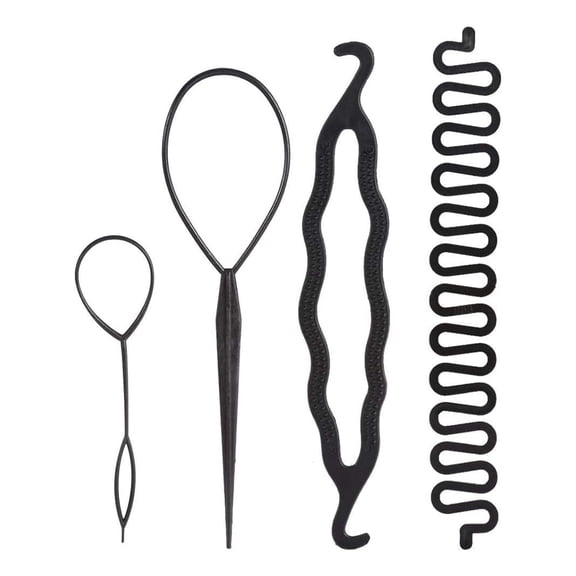 Hair Tail Tools Set, Hair Braiding Tool Set 4 pcs French Centipede Braiders for French Twist Plait Ponytail, Braider Hair Tool Hair Pull Pin Double Hook Show Hair Curler Centipede Braid
