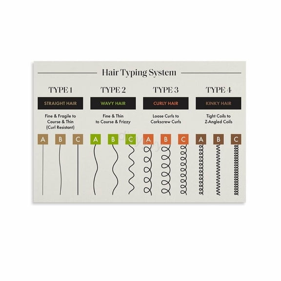 Hair Texture And Curl Pattern Chart Nutrition Guide for Hair Health Poster 2 Canvas Painting Wall Art Poster for Bedroom Living Room Decor