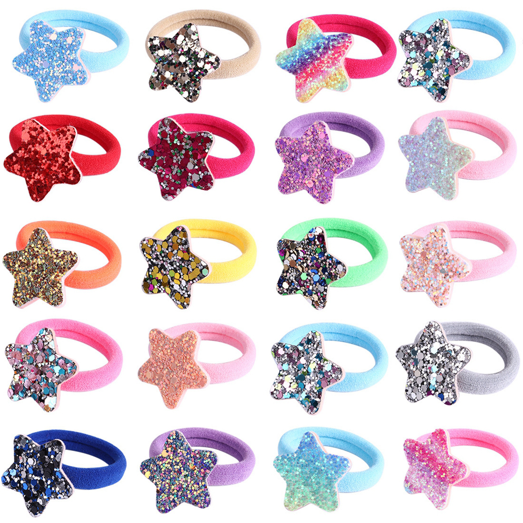 Scrunchies Zipper Rainbow Ponytail Hair Holder Striped Star Laser