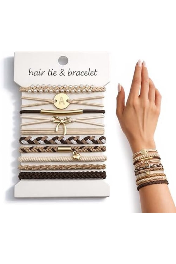 Hair Ties No  - 10 count Hair Scrunchies for Women Girls, Hair Ties for Thick Hair & Thin Hair, Hair Scrunchies Bands Bracelets, Initial Hair Accessories for Women, Birthday  - Letter A