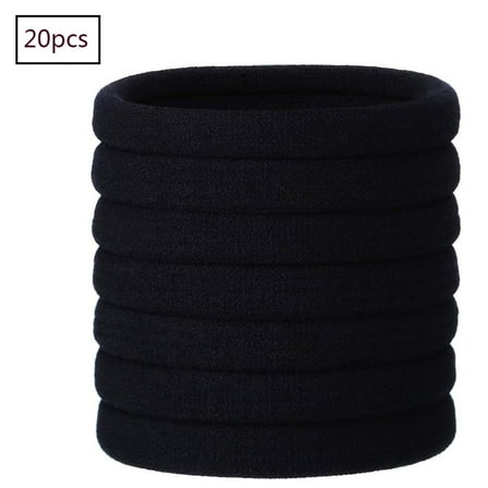 Hair Ties, 20 Pieces Black Elastic Hair Bands, Women'S Thick And Curly Hair, 51 Cm, Headband Hair Bands, Rubber Bands Accessories For Hairstyles For Women And Girls