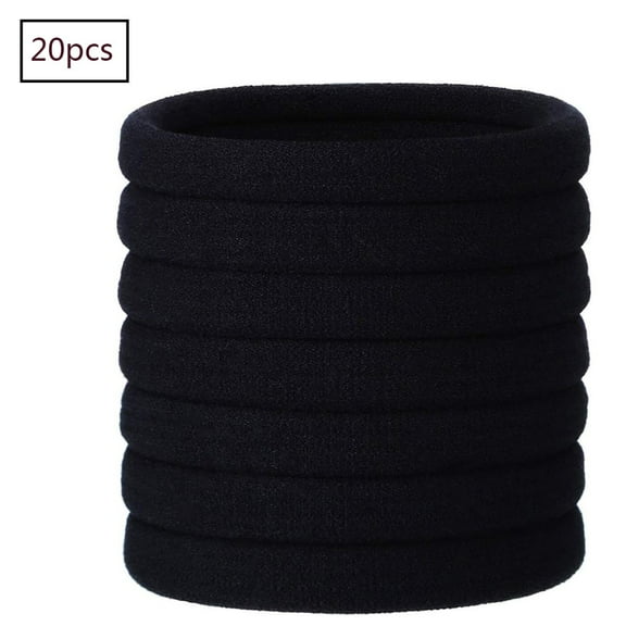 Hair Ties, 20 Pieces Black Elastic Hair Bands, Women'S Thick And Curly Hair, 51 Cm, Headband Hair Bands, Rubber Bands Accessories For Hairstyles For Women And Girls