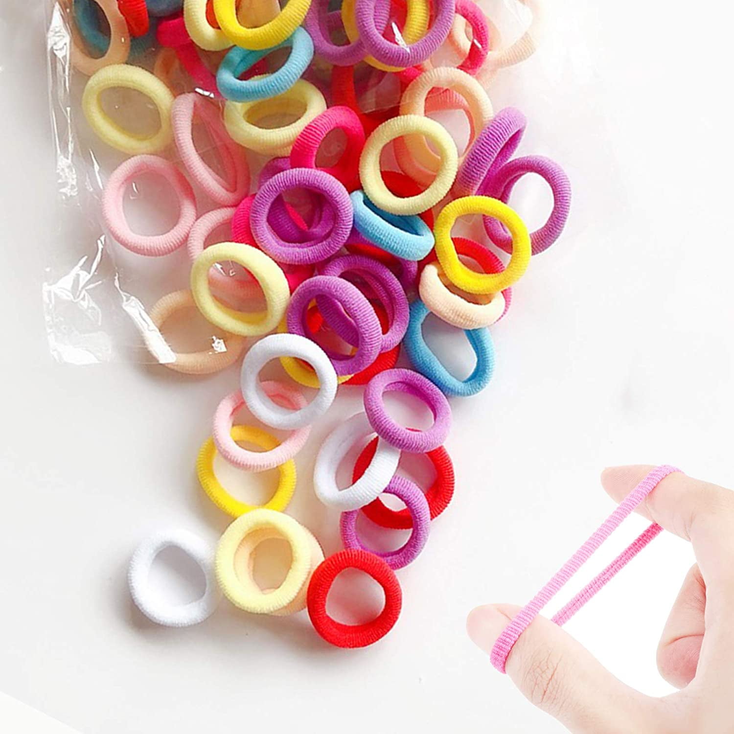 100pcs/pack Seamless & Highly Elastic Rubber Hair Ties, No Crease