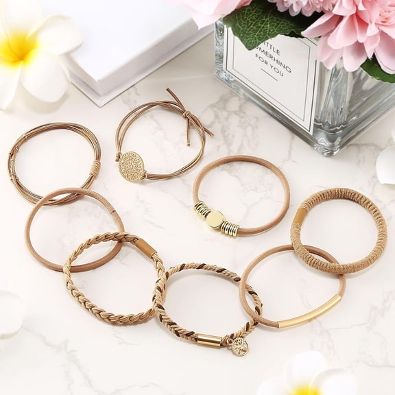 Hair Ties Bracelets in Styles, Boho Hair Ties for Thick & Thin Hair, Stretch Bracelets, Braided Hair Ties for Ponytail Holders, No Damage Elastics
