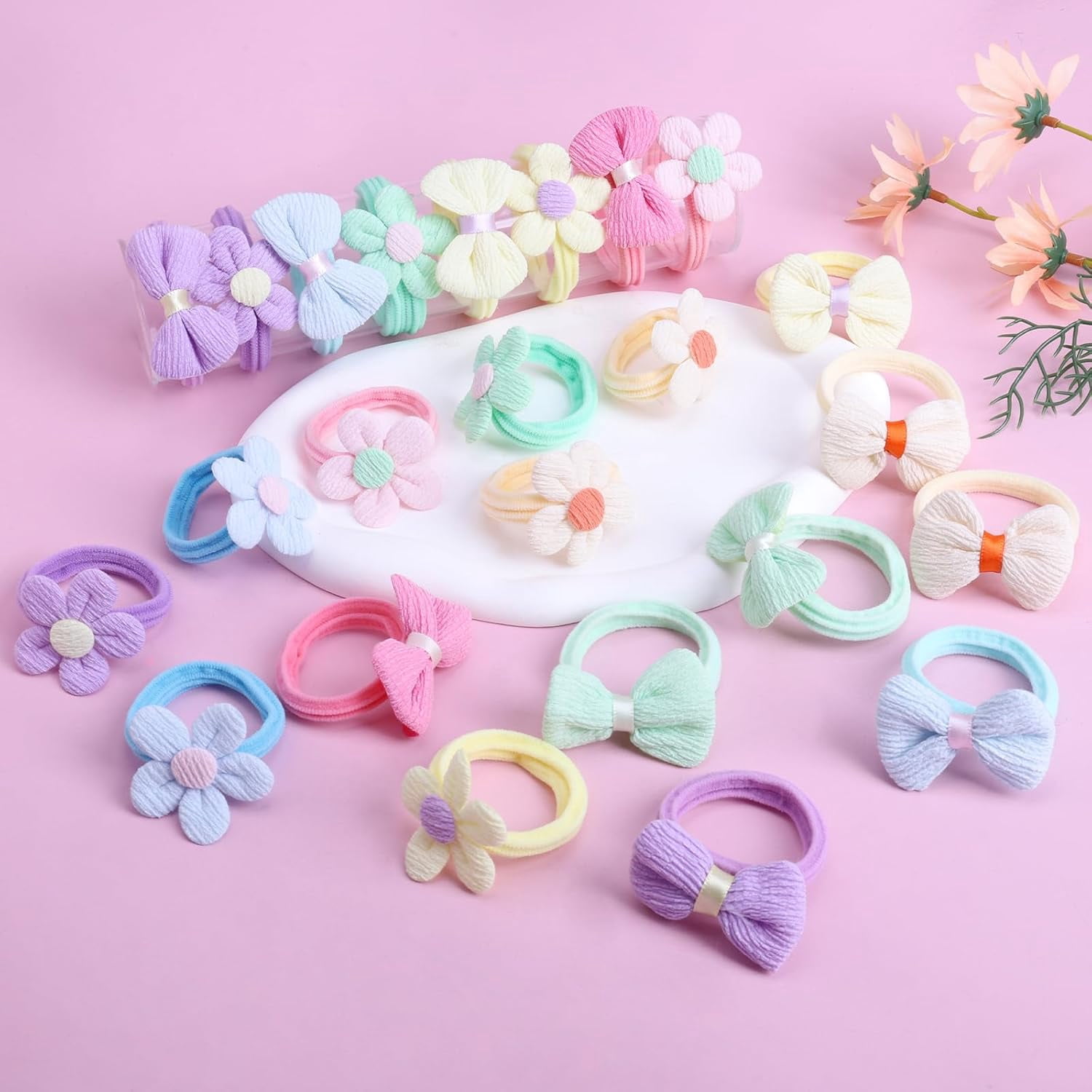 Elastico Per Capelli Con Fiore Rosa Plumeria: Copri-coda Elastico E Floreale In Tessuto Elasticizzato