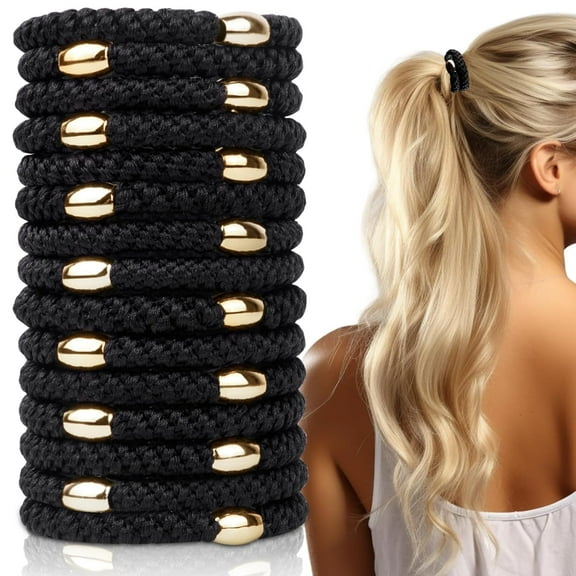 Hair Ties No Damage, 15PCS Ponytail Holders, Hair Rubber Bands No Damage, Black Rubber Bands for Hair, Elastic Hair Ties for Thick Hair, Braided Hair Bands for Women Girls Hair