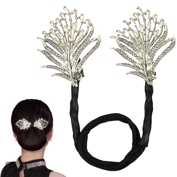 Hair Ties - Gold - Rhinestone Flower Hair Clip Elegant Lazy Hair Curler Bun Clips Bun Hair Twister Flowers Bun Maker, 1 Hair Tie, Easter, Wedding Makeup Organizers