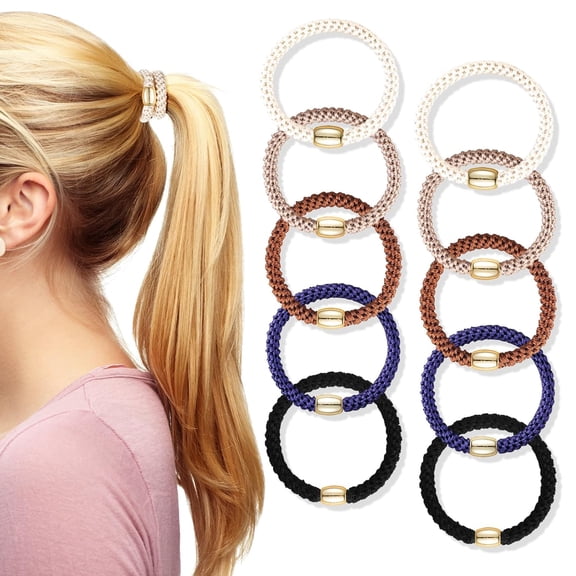 Hair Ties No Damage - Ponytail Holders - Elastic Hair Ties for Thick Hair - Braided Hair Bands - Classic Dinner