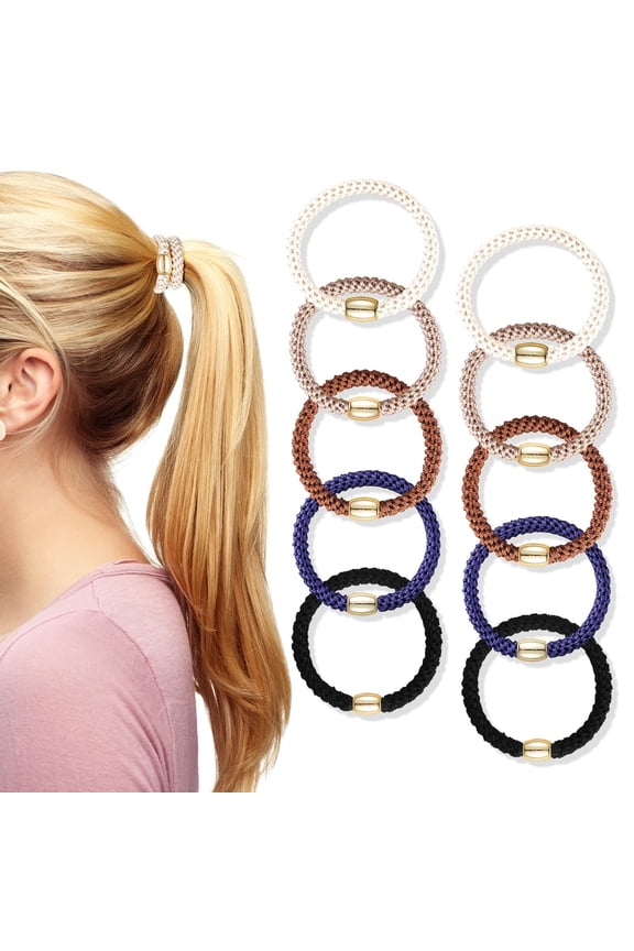 Hair Ties No Damage - Ponytail Holders - Elastic Hair Ties for Thick Hair - Braided Hair Bands - Classic Dinner
