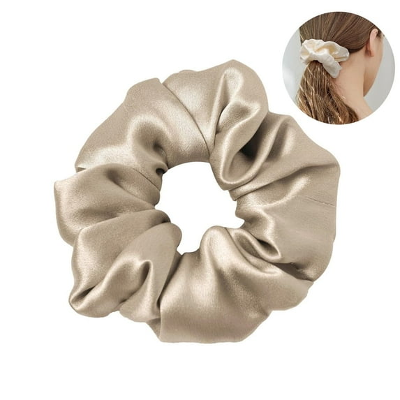 QZS Hair Ties Ropes,Silk Hair Scrunchies,Elastic Ponytail Holder,Soft Satin Hair Ties,Large Hair Scrunchies,No Damage,Hair Accessories for Women Girls All Hair Styles Light Coffee