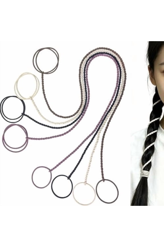 Hair Ties for Women, 25" 4 Packs Soft Nylon Elastic Ponytail Holders for Thick,Curly,Fine Hair Spiral Pony Tail Wrap Around Tie Long Womens Accessories for ,Swim,GYM (Black/Beige/Brown/)