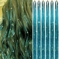 thumbnail image 1 of Hair Tinsel 38 Inch 1200 Strands Glitter Tinsel Hair Extensions Sparkling Shiny Hair Tinsel Strands Heat Resistant for Women Girls 6packs/set (Light Blue), 1 of 8