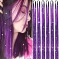 thumbnail image 1 of Hair Tinsel 38 Inch 1200 Strands Glitter Tinsel Hair Extensions Sparkling Shiny Hair Tinsel Strands Heat Resistant for Women Girls 6packs/set (Purple), 1 of 8